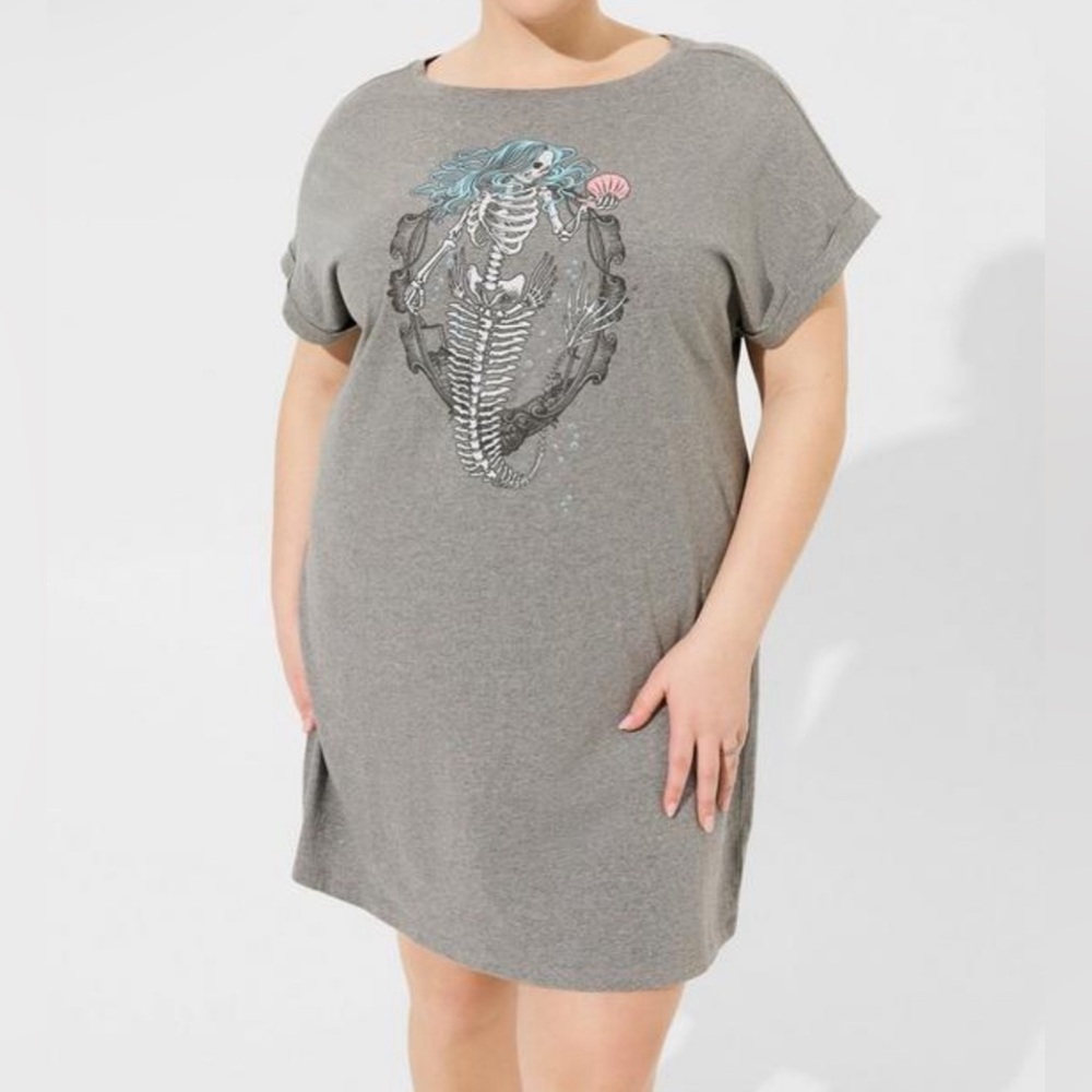NWOT Torrid Mini Jersey Dolman T-Shirt Dress - Gray - Size 1X